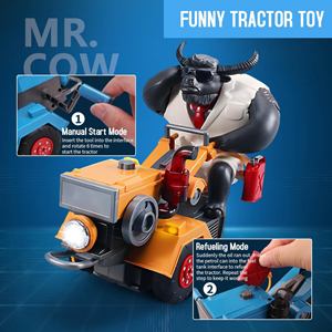 اسباب بازی ماشین چمن زن نارنجی و گاو باغبان MR.Cow Funny Tractor toy_اسباب بازی